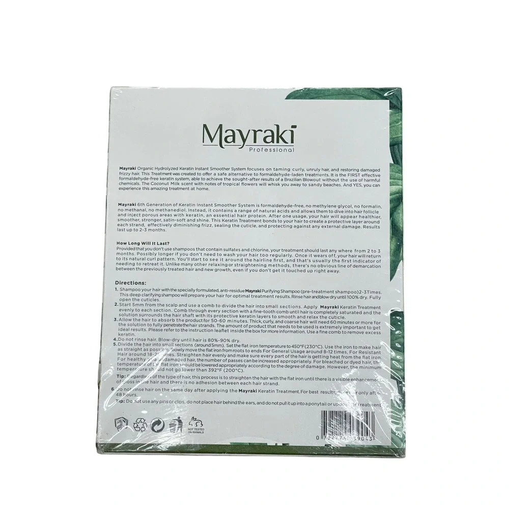 Mayraki Professional Keratin Instant Smoother System Formaldehyde Free Vegan Set